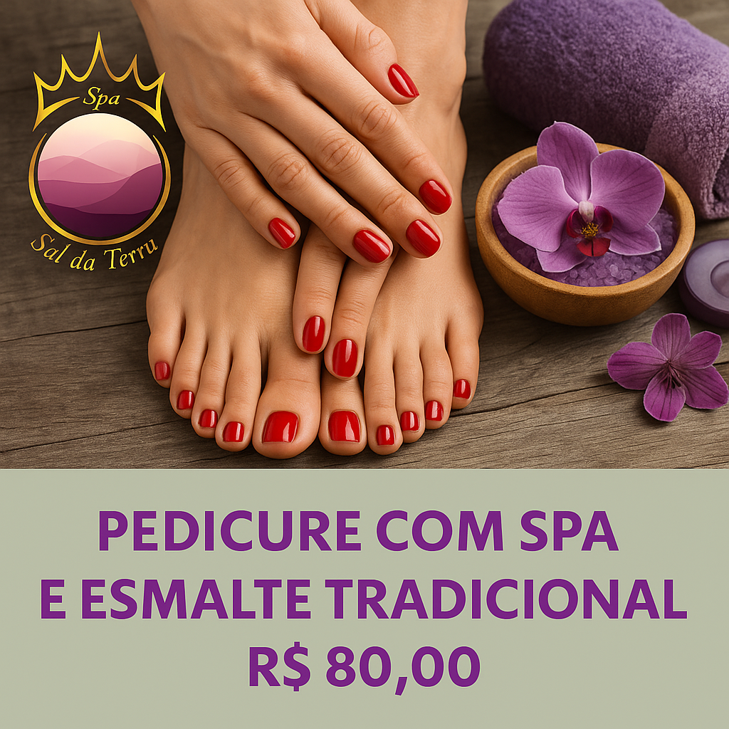 Pedicure com Spa e Esmalte tradicional